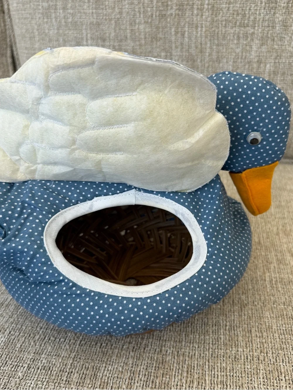 NWT Vintage Cottagecore Chadwick Mallard Duck Bun Basket Wicker Bread Warmer NOS